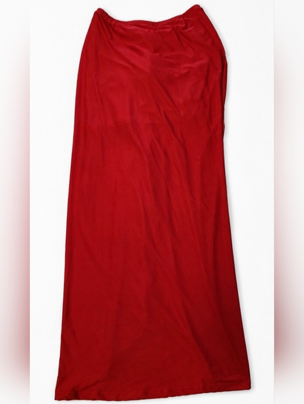 SHEIN Red High Waist Wrap Maxi Skirt Size L Asymmetrical Draped Tie Front - Picture 3 of 7